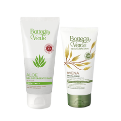 Offerta ALOE - Gel detergente mani (100 ml) - NO ACQUA + AVENA - Crema mani (75 ml) características