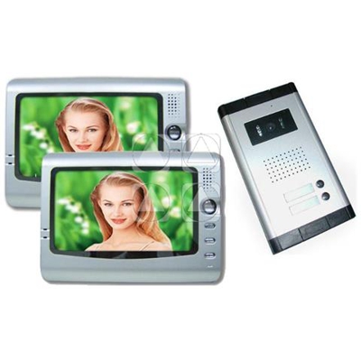 Kit Video Citofono Bifamiliare Registra Telecamera Ir 2 Monitor 7'' Lcd Colori