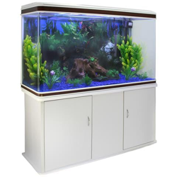 Acquario 300 Litri Con Armadietto Bianco E Kit Con Piante E Ghiaia Blu 143cm X 120cm X 39cm en oferta