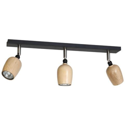 Faretto Carina, Applique, Nero In Metallo, Legno, 63 X 24 X 17,5 Cm, 3 X Gu10, 35w en oferta