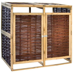 Copri Bidone Dei Rifiuti Doppio In Legno Di Pino E Vimini en oferta