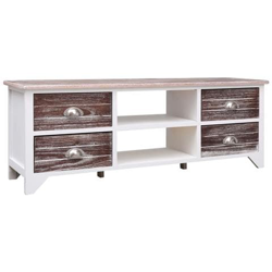 Mobile Porta Tv Bianco E Marrone 115x30x40cm Legno Di Paulownia características