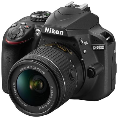 D3400 Nero Kit AF-P DX 18-55 mm VR Sensore CMOS DX 24.2 Mpx Display 3'' Filmati Full HD Bluetooth + Scheda SD 8GB
