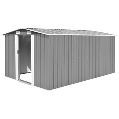 Capanno Da Giardino 257x398x178 Cm In Metallo Grigio