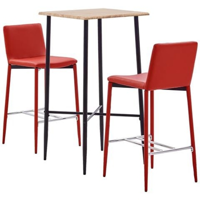 Set Da Bar 3 Pz In Similpelle Rosso