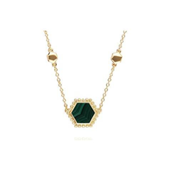 Collana In Malachite Placcata In Oro Da 1 Carato, Lunghezza 45 Cm características