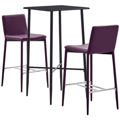 Set Da Bar 3 Pz In Similpelle Viola