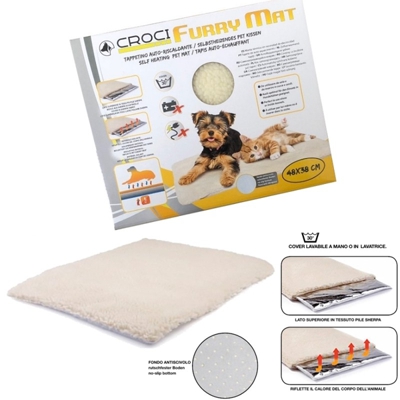 Croci Tappetino Auto Riscaldante Furry: 90 x 64 cm