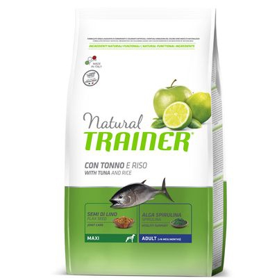 Trainer Natural Adult Maxi con Tonno, Riso, Semi di Lino e Alga Spirulina: 12 kg