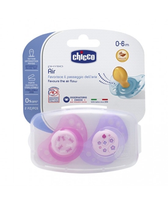 Chicco Succhietti Physio Air Femminuccia Caucciù 0-6 2 Pezzi