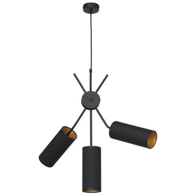 Lampada A Sospensione Columba, Lampadario, Da Soffitto, Nero In Metallo, Tessuto, 53 X 36 X 100 Cm, 3 X E14, 40w