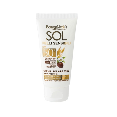 SOL pelli sensibili - Crema solar facial - sin perfume - protección especial para pieles sensibles - con aceite de Jojoba y leche de Avena - protecció