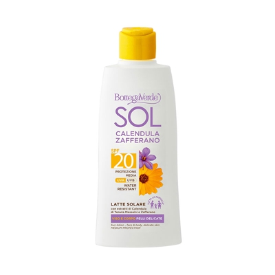 SOL Calendula Zafferano - Leche solar - cara y cuerpo - pieles delicadas - toda la familia* - con extractos de Caléndula de Tenuta Massaini y Azafrán