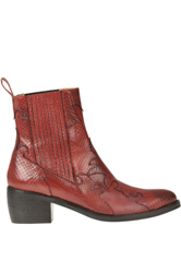 Reptile print leather texan ankle-boots precio