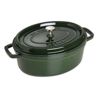 Cocotte 2 Maniglie Ovale con Coperchio 29 cm Verde