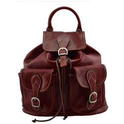 Zaino In Vera Pelle Colore Rosso - Pelletteria Toscana Made In Italy - Zaino en oferta
