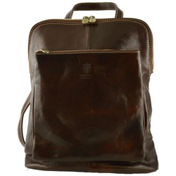 Zaino Tracolla In Vera Pelle Colore Marrone - Pelletteria Toscana Made In Italy - Zaino en oferta