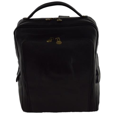 Zaino In Pelle Vera Per Uomo Con Tasca Frontale Colore Nero - Pelletteria Toscana Made In Italy - Zaino