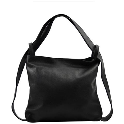 Shopper Zaino In Vera Pelle Colore Nero - Pelletteria Toscana Made In Italy - Borsa Donna
