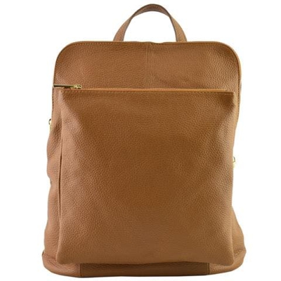 Zaino Tracolla In Vera Pelle Colore Cognac - Pelletteria Toscana Made In Italy - Zaino