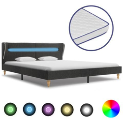 Letto Con Led E Memory Foam Grigio Scuro In Iuta 160x200 Cm características