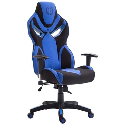 Sedia Racing Ufficio Fangio I Poltrona Gaming in Tessuto Altezza Regolabile con Braccioli I Sedia Gamer Ergonomica con Alto Schienale Nero Blu