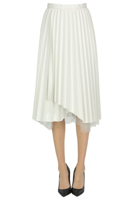 Pleated eco-leather skirt