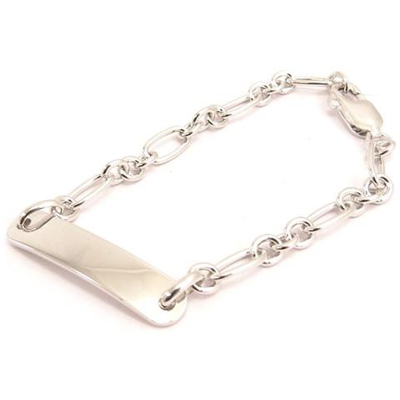 braccialetto con targhetta argento 'identité' 18 centimetri 7 mm - [ l0673]