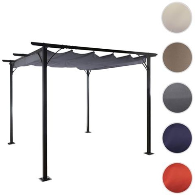 Gazebo Pergola Baldacchino Hwc-c42 Acciaio Poliestere 3x3m Grigio