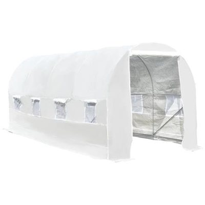 Serra Tunnel Con Struttura In Acciaio Zincato E Telo In Polietilene 6 Finestre Avvolgibili Bianco 5 X 2 X 2 M