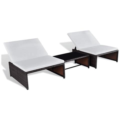 Set Da Salotto Da Esterno 2 Posti In Polyrattan Marrone