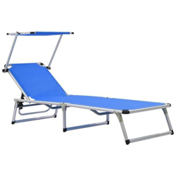 Lettino Da Sole Pieghevole Parasole Alluminio E Textilene Blu precio