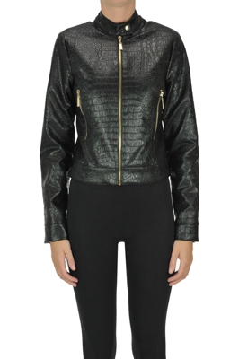 Crocodile print eco-leather jacket