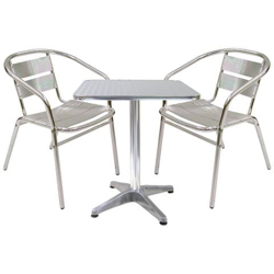 Set Completo Salotto In Alluminio 2 Sedie E Tavolo Quadrato Per Casa Balcone Bar precio