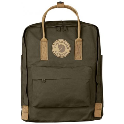 Kånken No. 2, Oliva, Cotone, Pelle, Poliestere, Front pocket, Cerniera