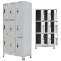 Armadio Con 9 Armadietti In Acciaio 90x45x180 Cm Grigio en oferta
