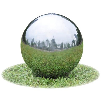 Fontana da Giardino a Sfera con LED in Acciaio Inox 40 cm