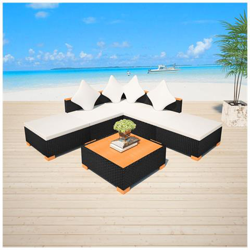 Set Divani Da Giardino 15 Pz In Polirattan E Legno Wpc Nero en oferta