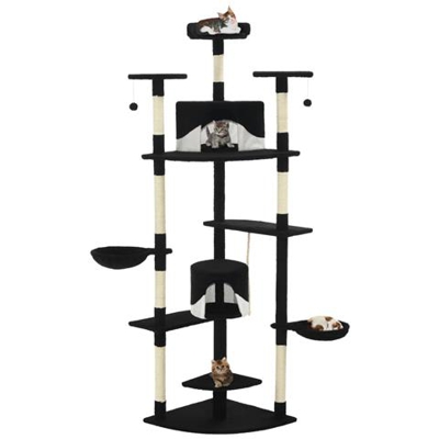 Albero Per Gatti Con Tiragraffi In Sisal 203 Cm Nero E Bianco