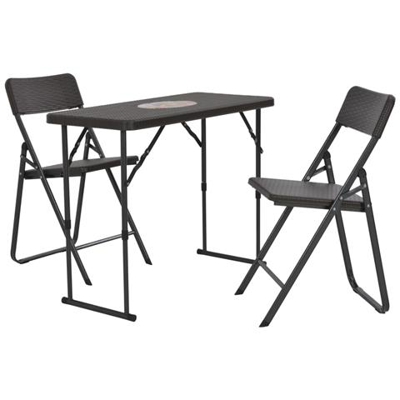 Set Da Bistrò 3 Pz In Hdpe Aspetto Rattan Marrone
