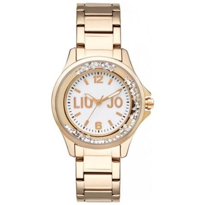 Orologio Donna Tlj589 con Cinturino Rosato Quadrante Bianco Solo Tempo Ghiera Swarovski Danzanti
