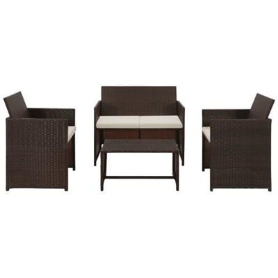 Set Divano Da Giardino 8 Pz In Polyrattan Marrone