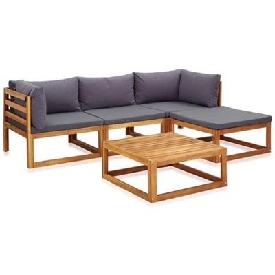 Set Divani Giardino 5 Pz Con Cuscini Legno Massello Di Acacia