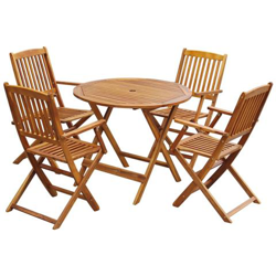 Set Da Pranzo Per Esterni 5 Pz Legno Acacia Pieghevole Rotondo precio