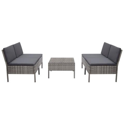 Set Divani Da Giardino 5 Pz Con Cuscini In Polyrattan Grigio
