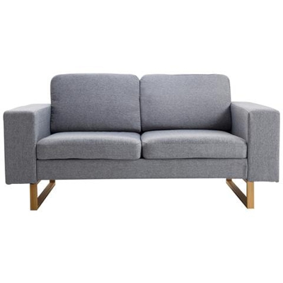 Divano A 2 Posti Con Cuscini In Tessuto Di Lino Grigio, 160x82x78cm