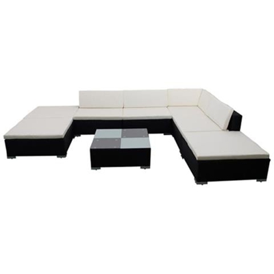 Set 20 Pz Seduta Da Giardino Mobile Polirattan Nero