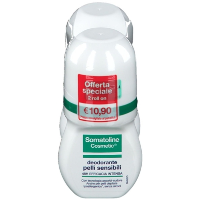 Somatoline Cosmetic® Deodorante Pelli Sensibili Roll-On, Duo Pack