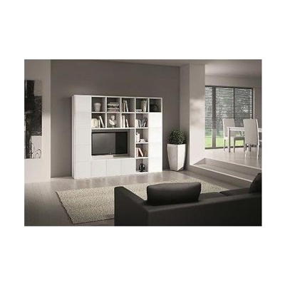Libreria Parete Moderno Soggiorno Porta Tv Legno Bianco Frassinato Componibile