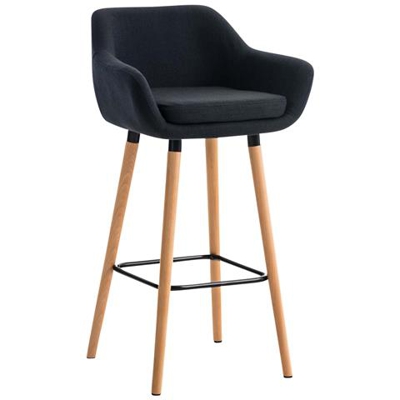 Sgabello Bar Grant Tessuto Sfoderabile I Sedia Alta Cucina Telaio in Legno di Faggio I Sgabello Bancone con Schienale E Poggiapiedi Nero